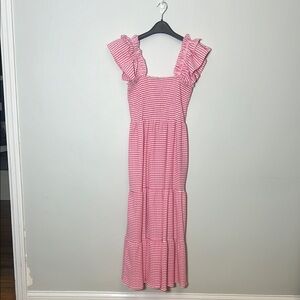 Promesa Pink Gingham Square Neck Maxi Sundress